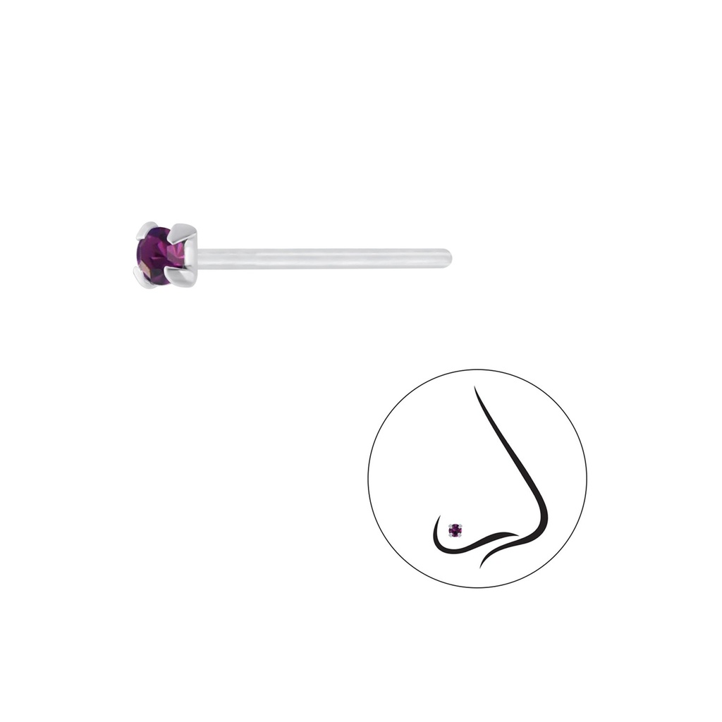 Clou de nez en argent cristal rond 2 mm