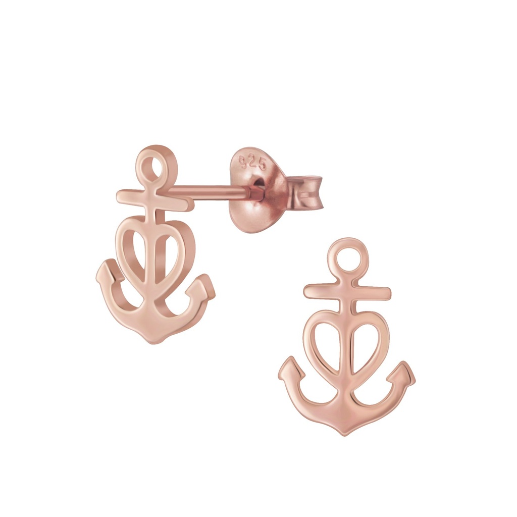 Puces d'oreilles ancre en argent
