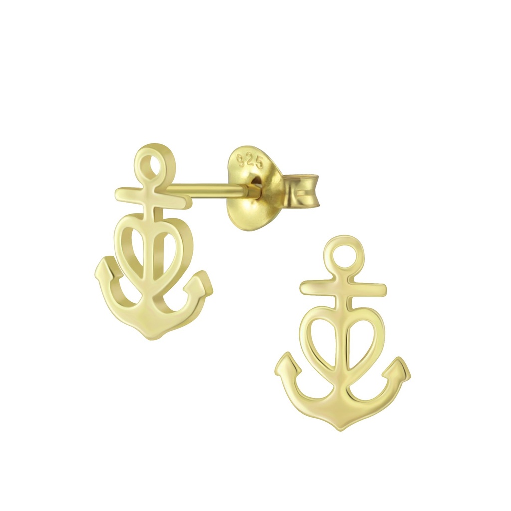 Silver Anchor Stud Earrings