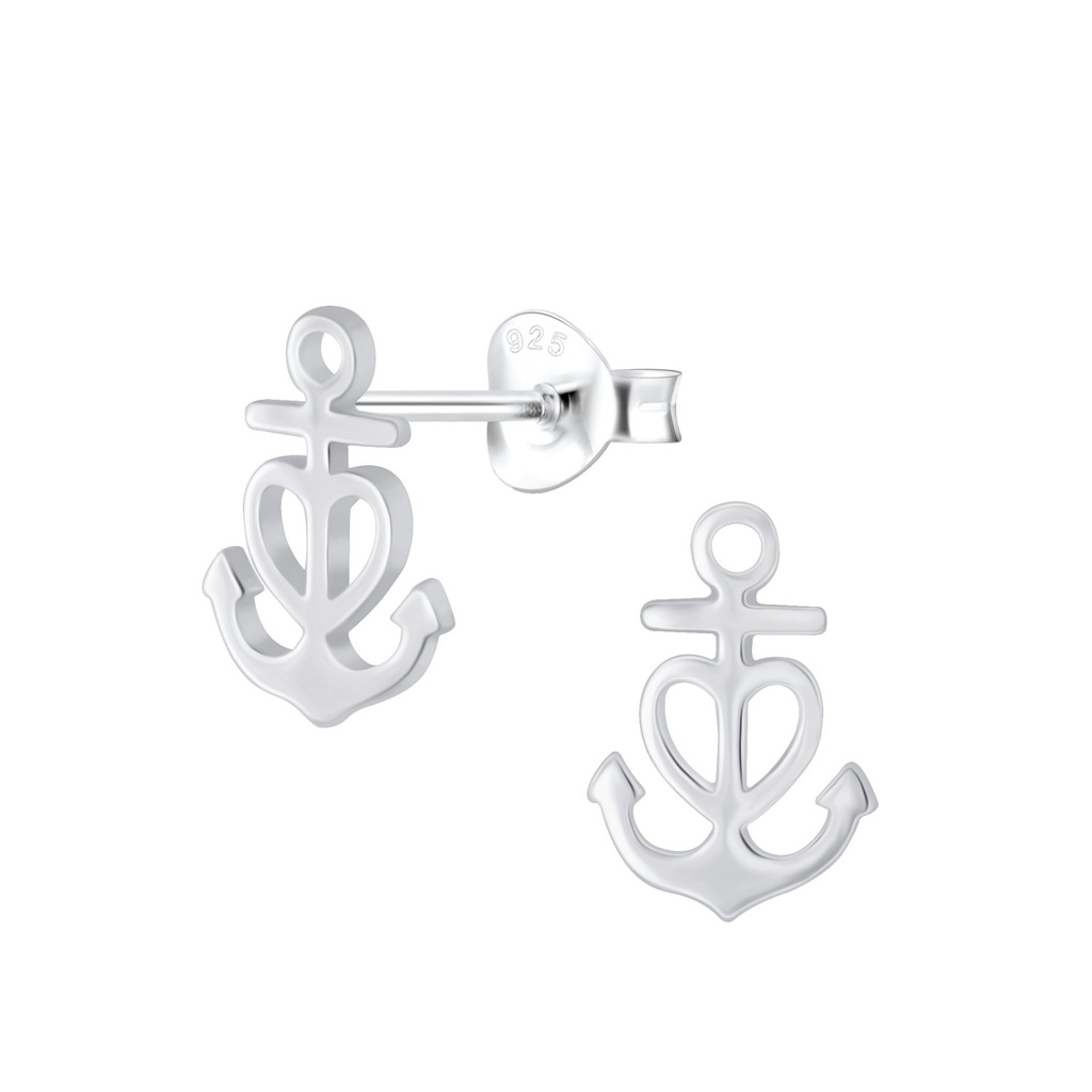 [10005966] Silver Anchor Stud Earrings