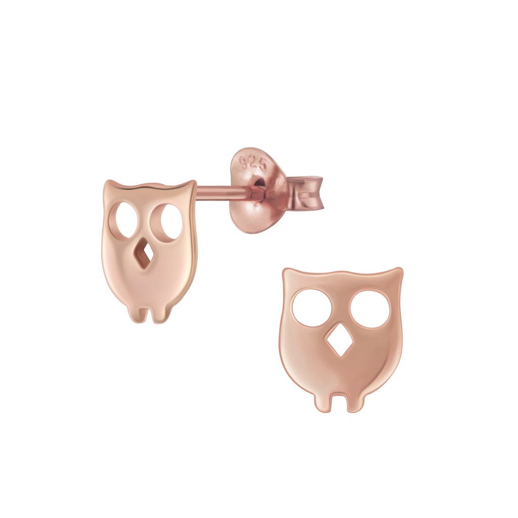 [10007258] Silver Owl Stud Earrings