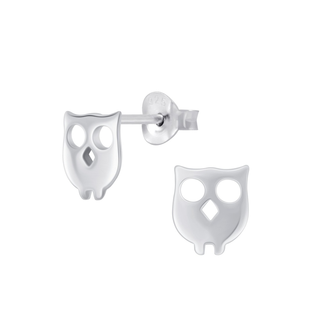 Silver Owl Stud Earrings