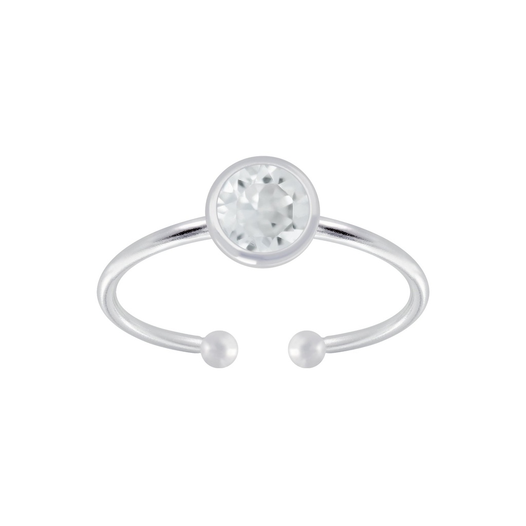 5mm Silver Open Ring with Crystal