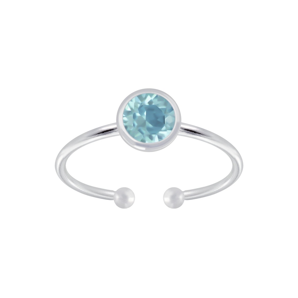 Bague ouverte en argent 5 mm avec cristal