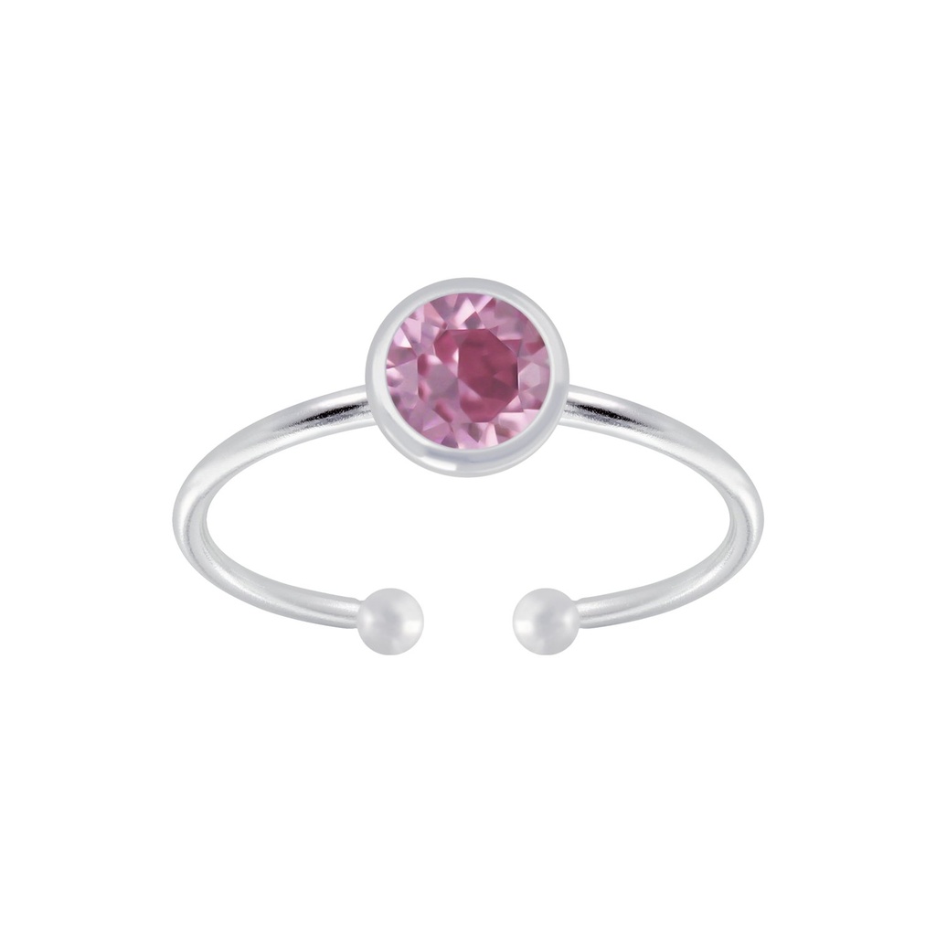 Bague ouverte en argent 5 mm avec cristal