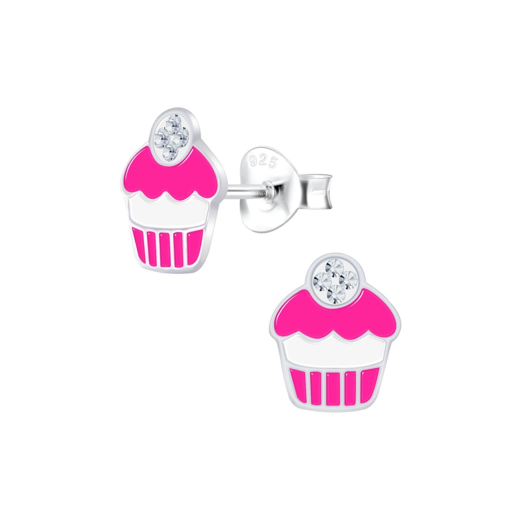 [10009459] Silver Cupcake Stud Earrings