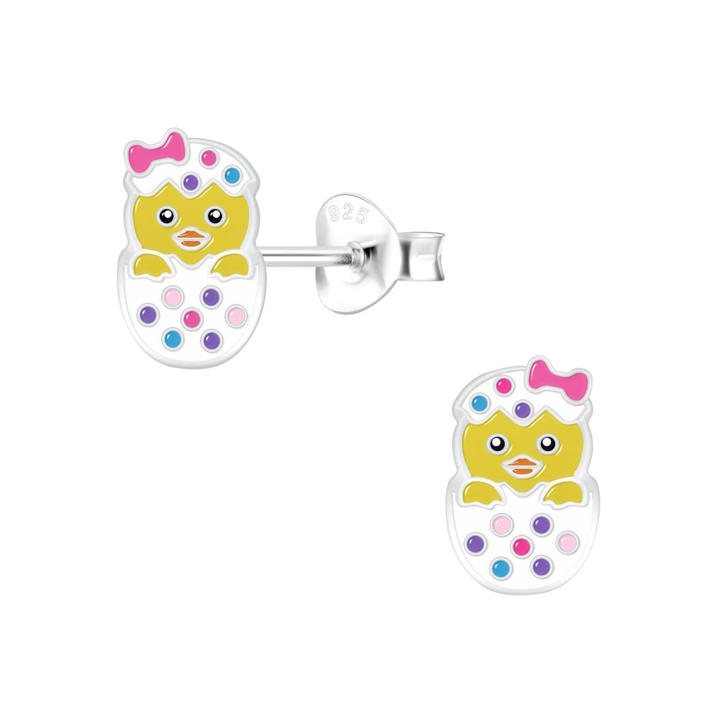 Silver Hatching Egg Stud Earrings