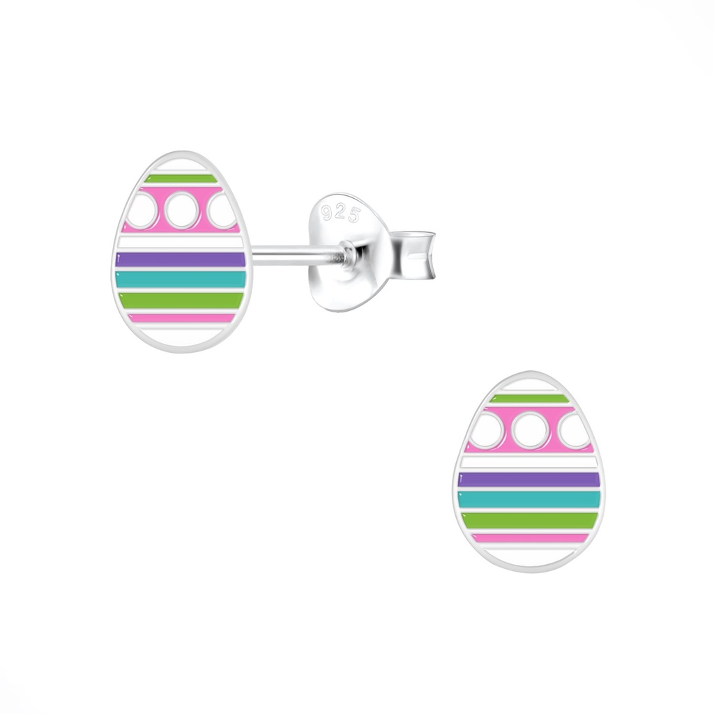 Puces d'oreilles œuf Pâques en argent