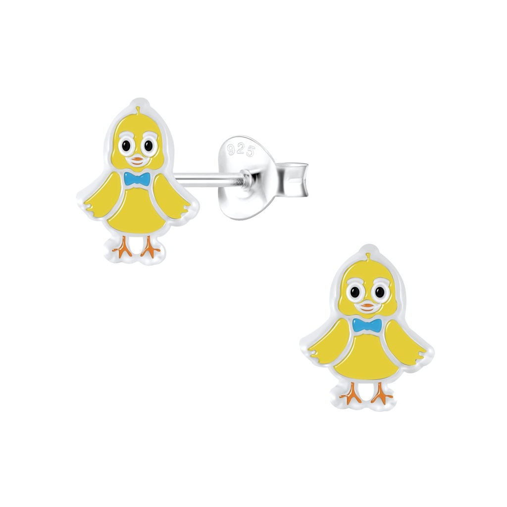 Silver Chick Stud Earrings