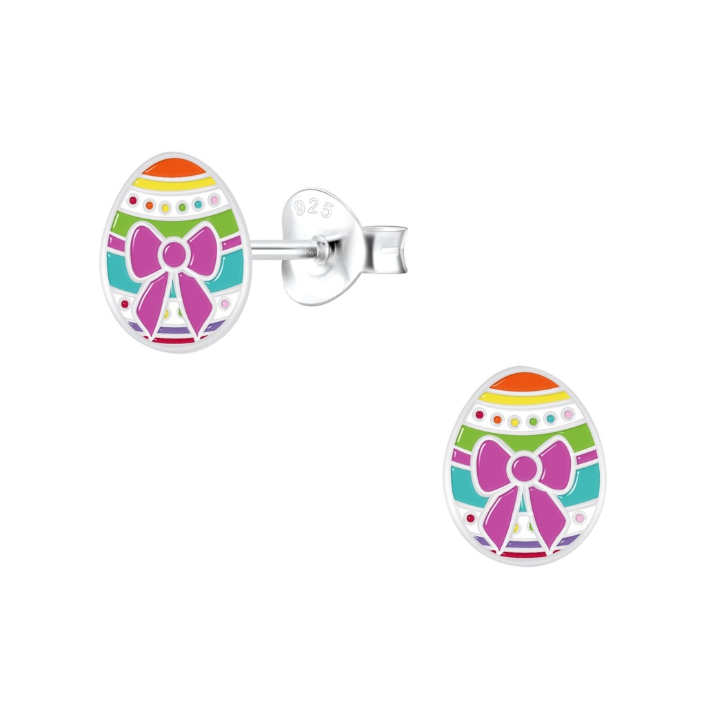 Silver Easter Egg Stud Earrings