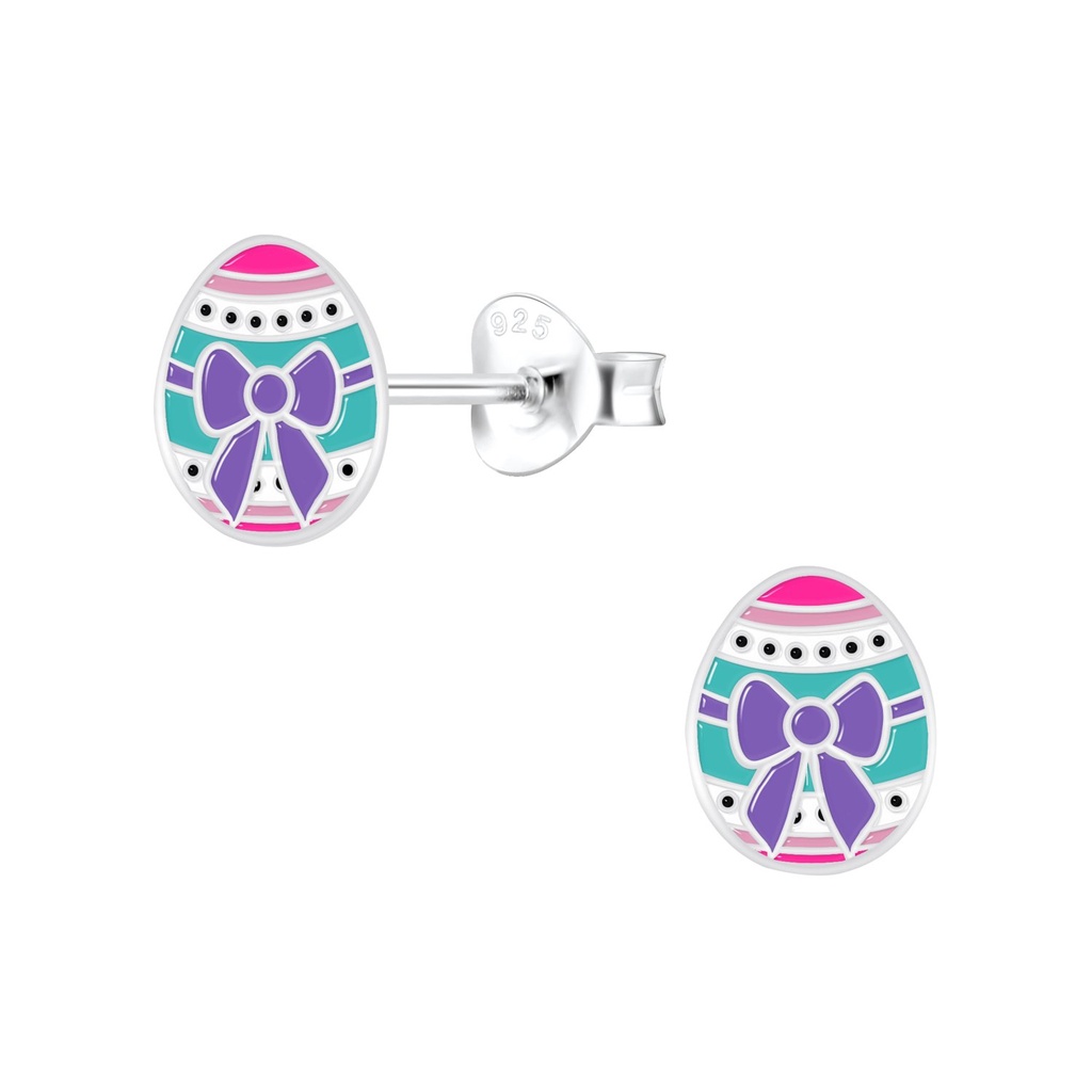Puces d'oreilles œuf Pâques en argent