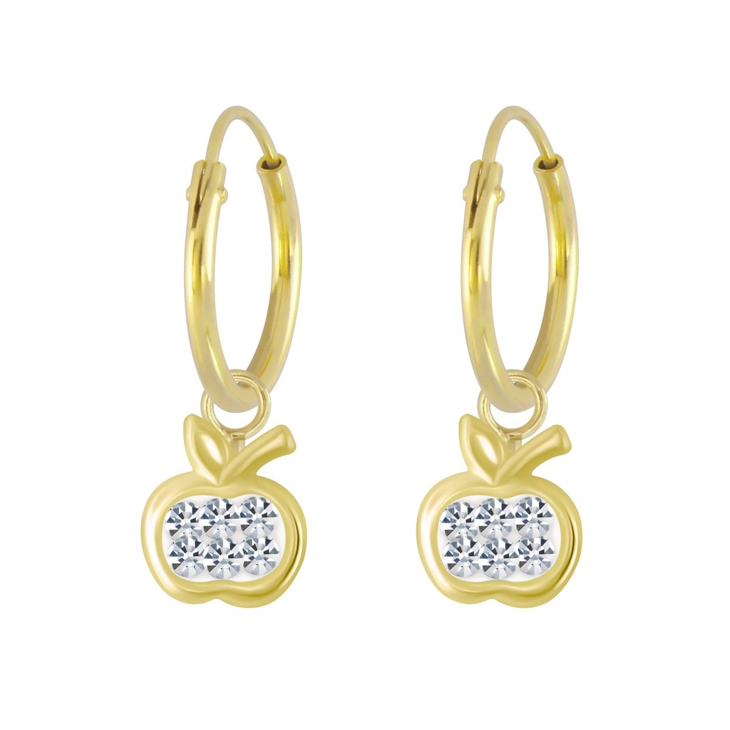 Créoles breloque pomme en argent cristal