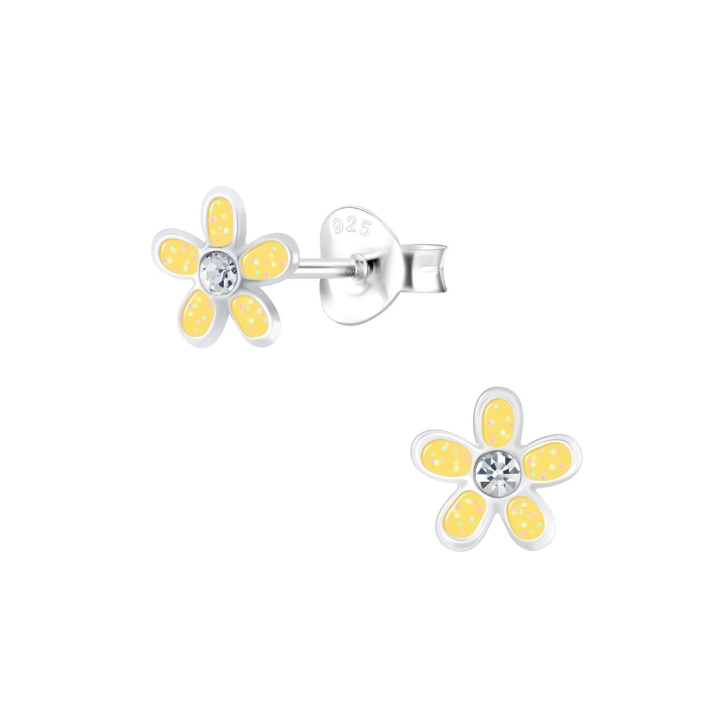 Puces d'oreilles fleur en argent