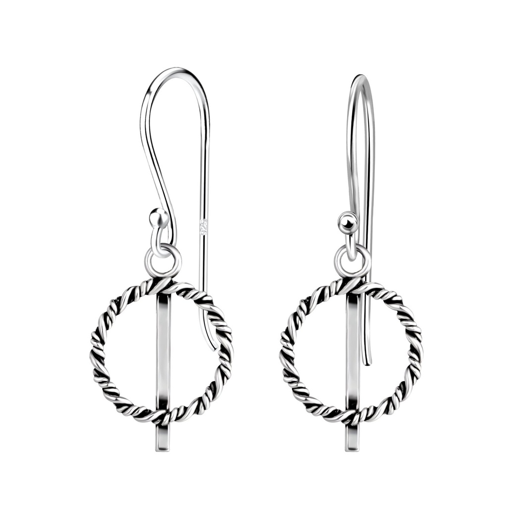 Silver Twisted Circle Earrings