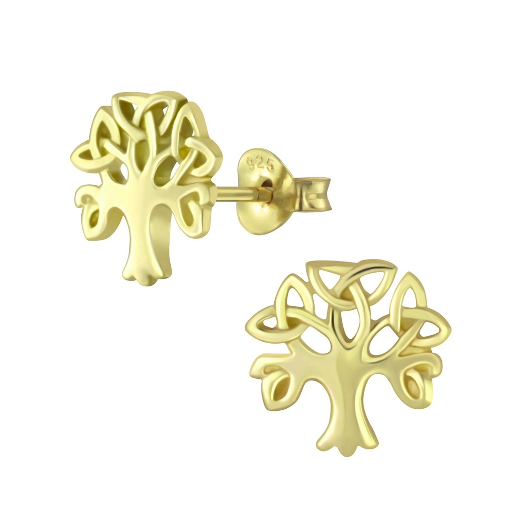 Puces d'oreilles arbre celtique en argent