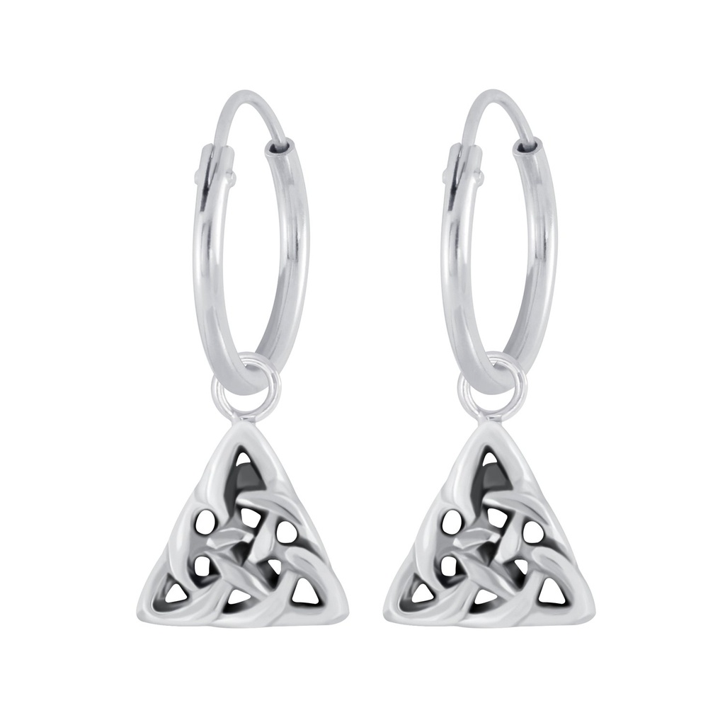 Créoles breloque triangle celtique en argent
