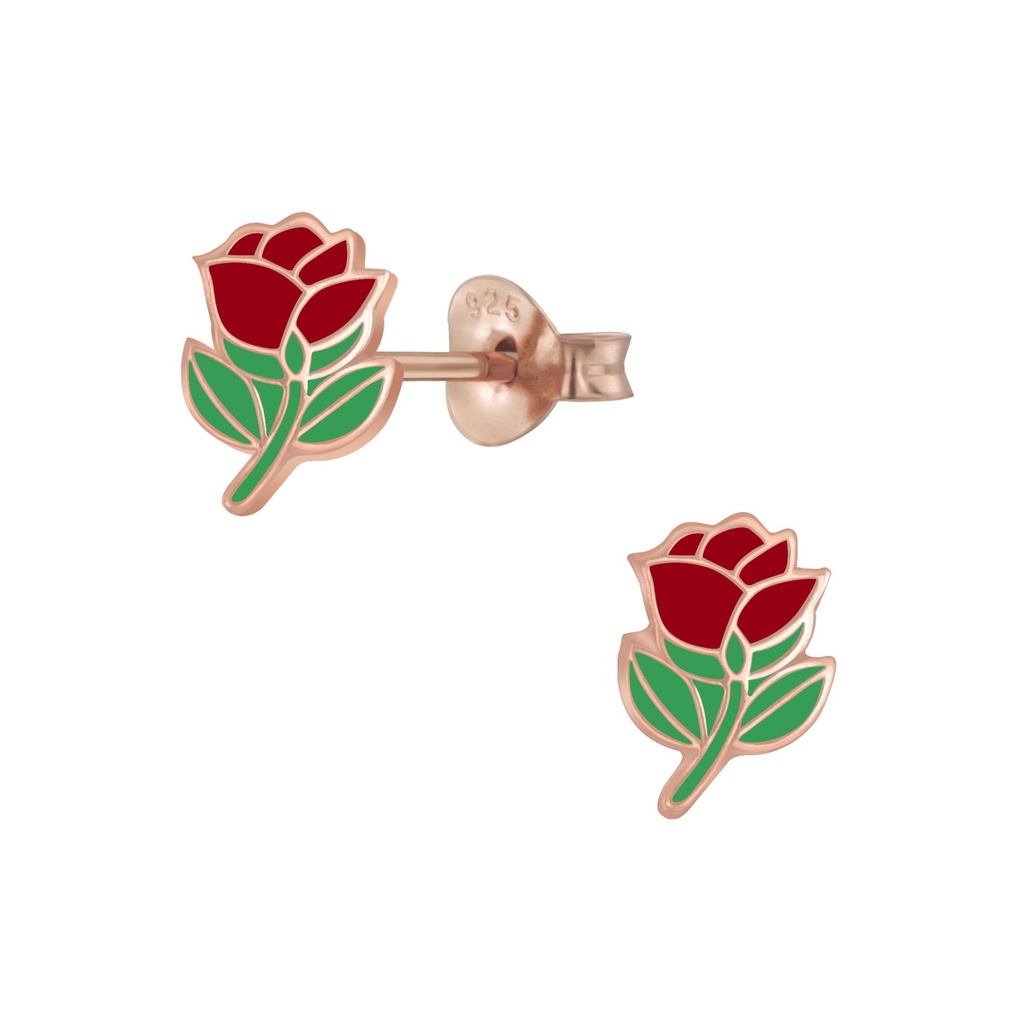 Puces d'oreilles rose en argent