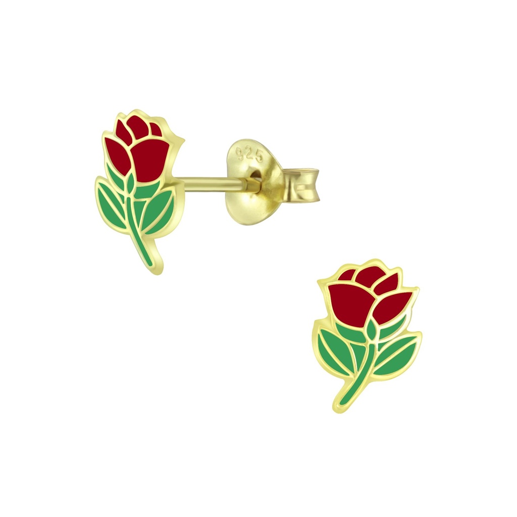 Puces d'oreilles rose en argent