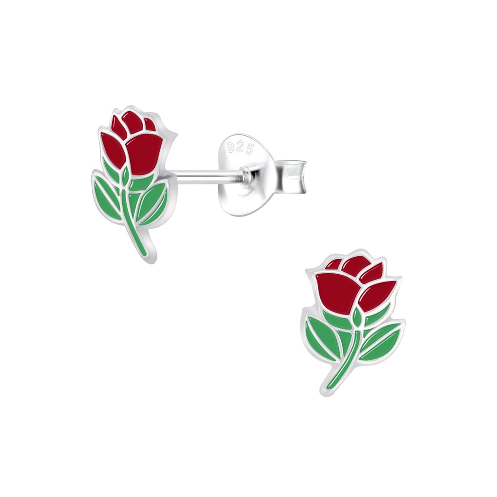 Puces d'oreilles rose en argent