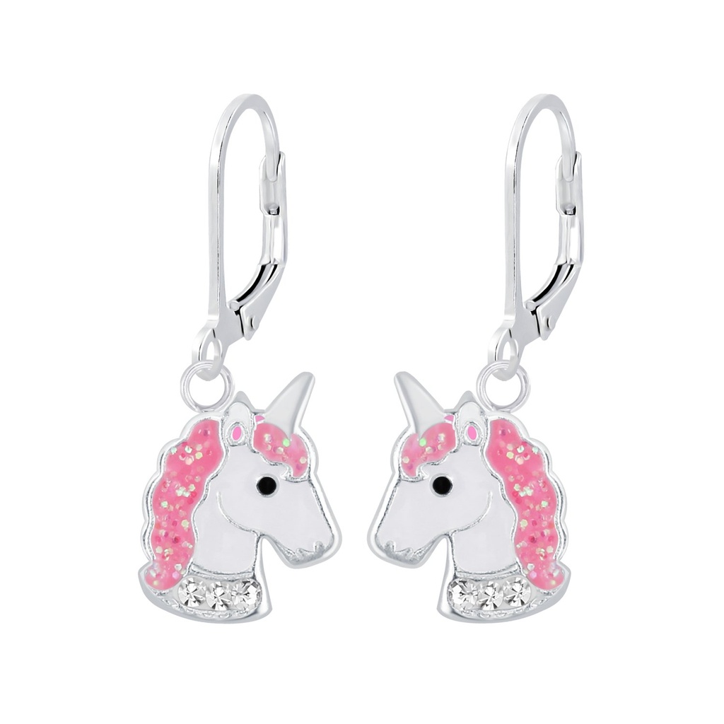 Silver Unicorn Lever Back Earrings