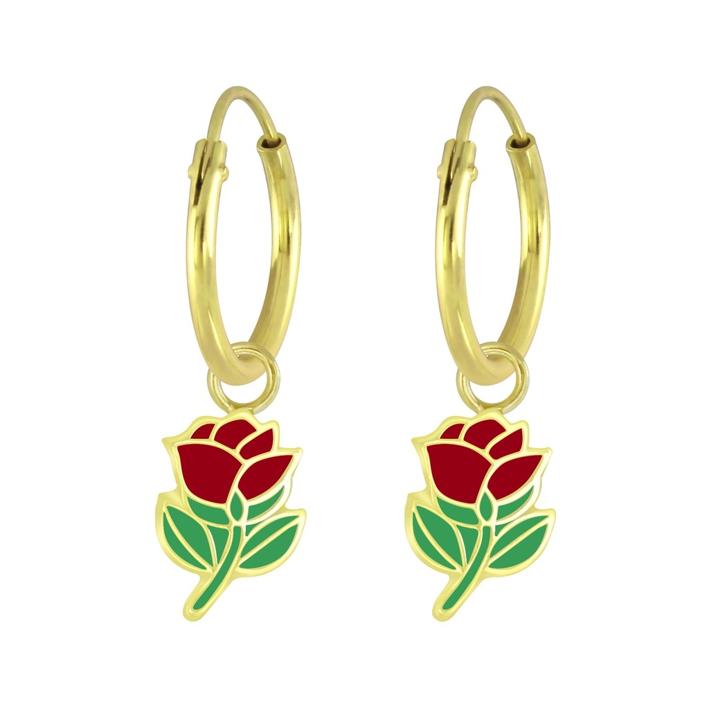 Créoles breloque rose en argent