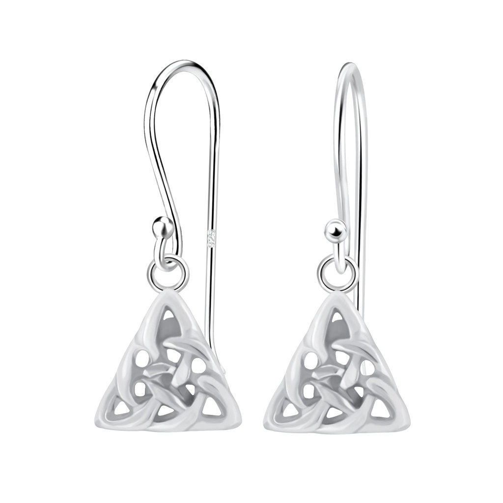 Silver Celtic Triangle Earrings