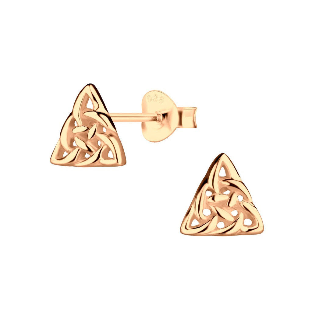 Silver Celtic Triangle Stud Earrings