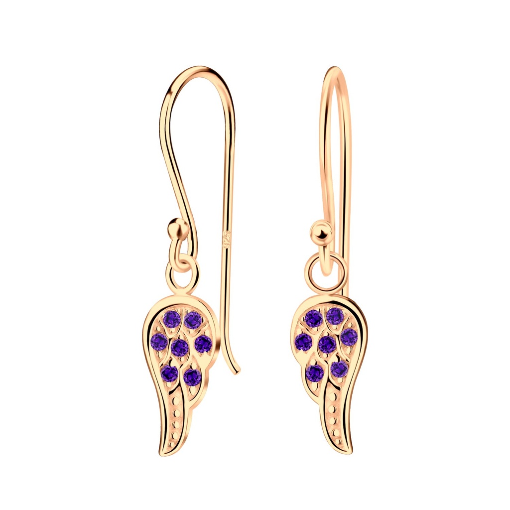 [10007353] Boucles d'oreilles aile en argent zircon (Amethyst)