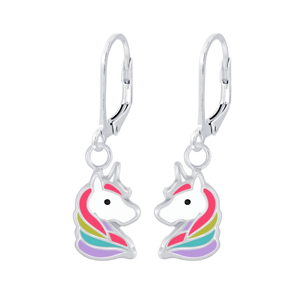 Silver Unicorn Lever Back Earrings