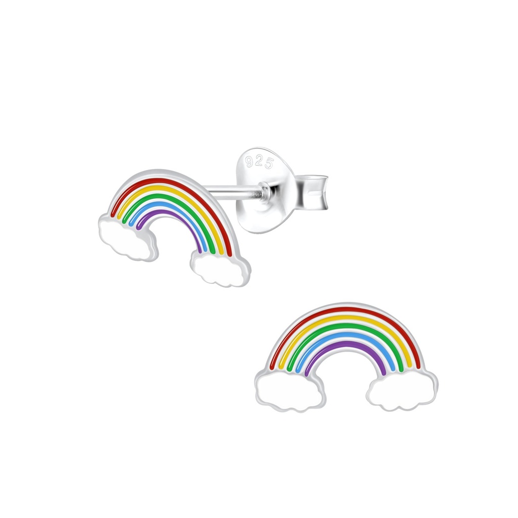 Silver Rainbow Stud Earrings