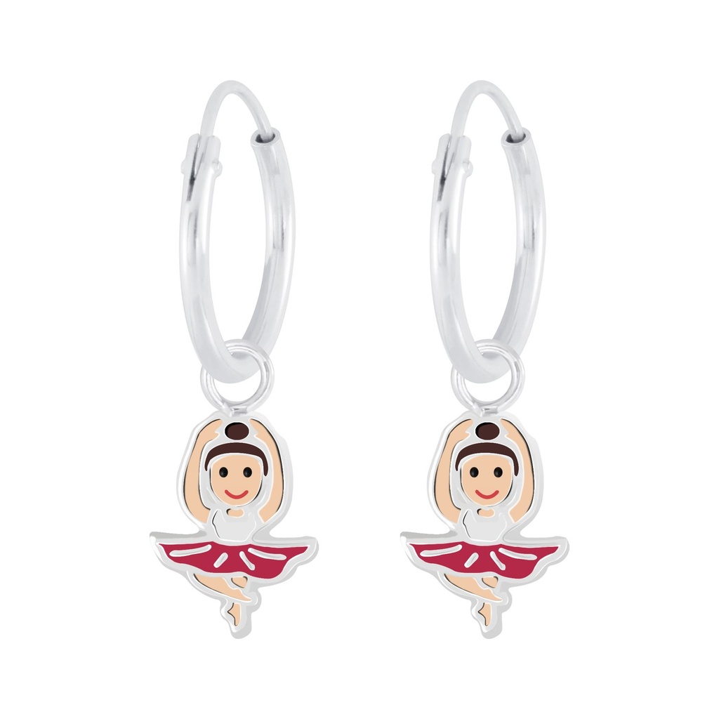 Créoles breloque ballerine en argent