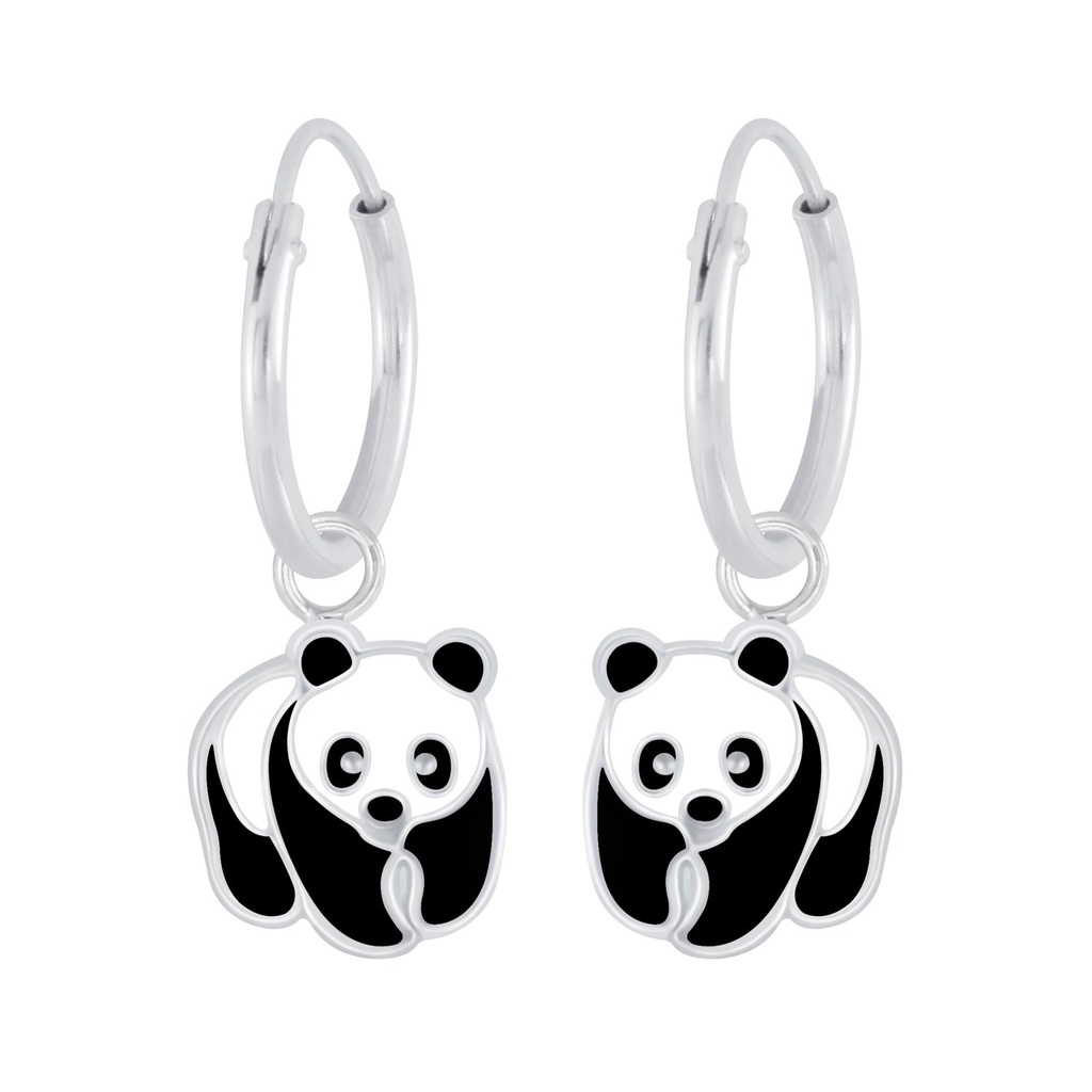 Créoles breloque panda en argent