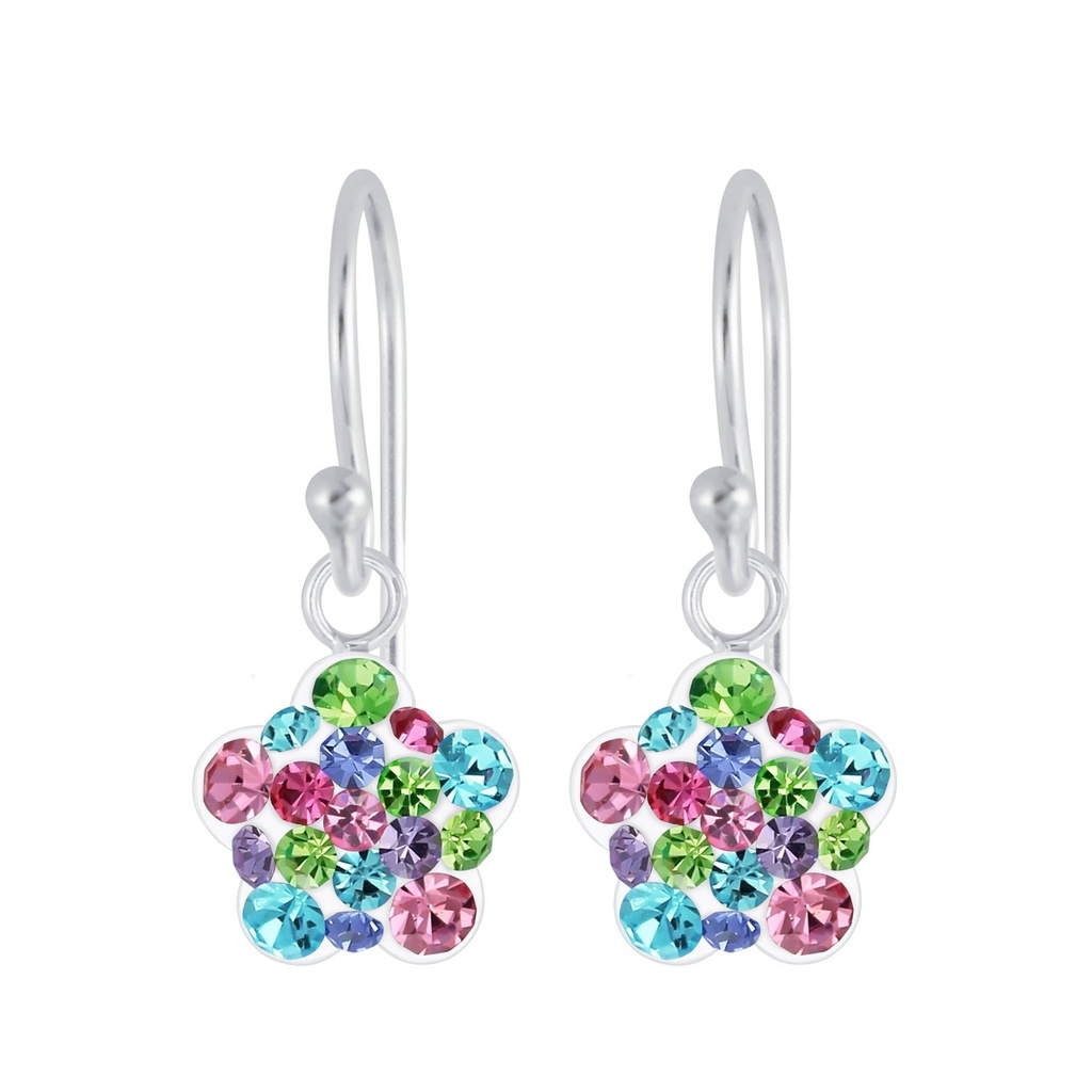 Boucles d'oreilles en argent cristal fleur