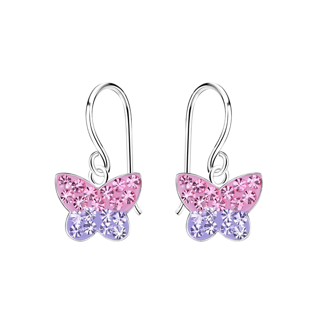 [10009321] Silver Butterfly Crystal Earrings