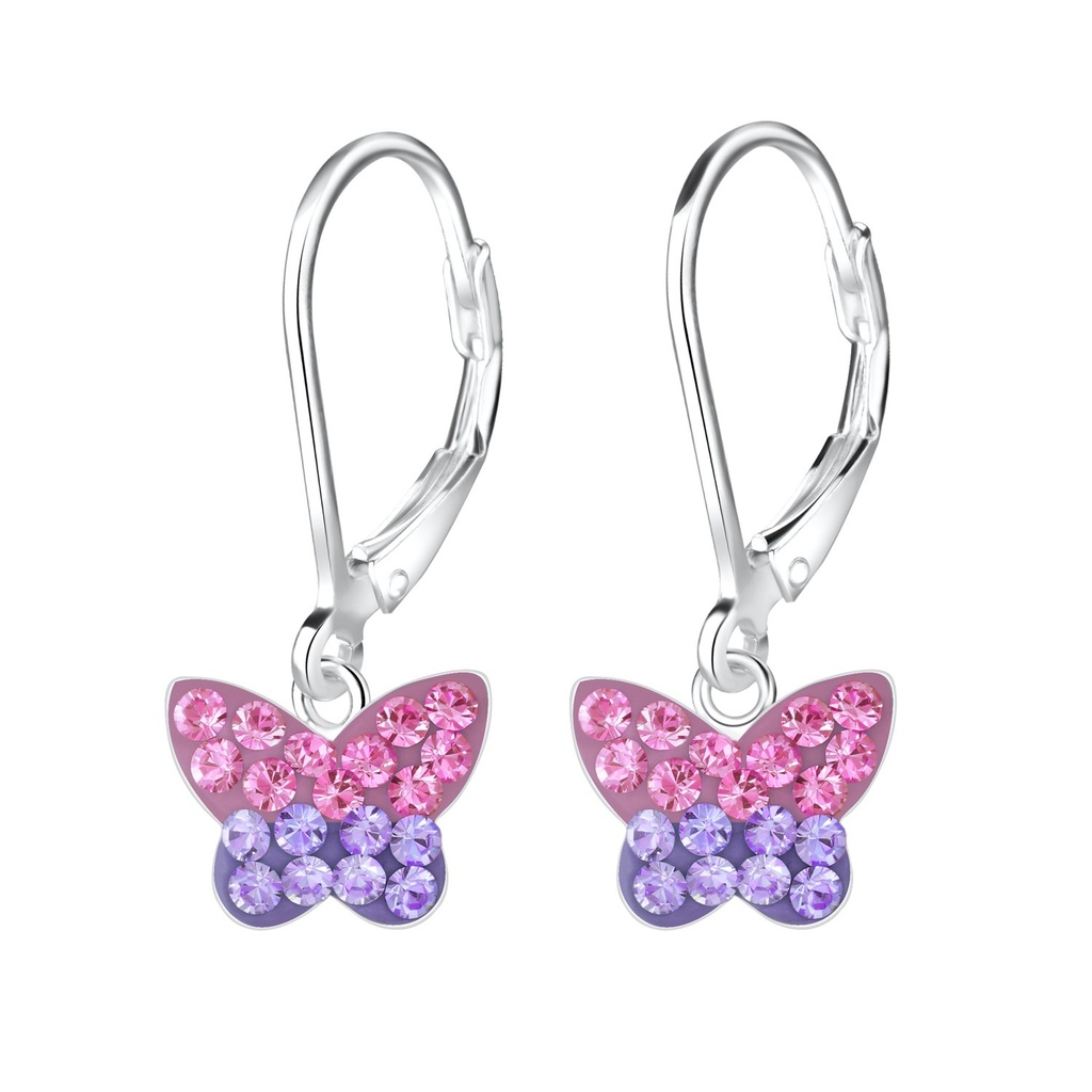 Silver Butterfly Lever Back Earrings