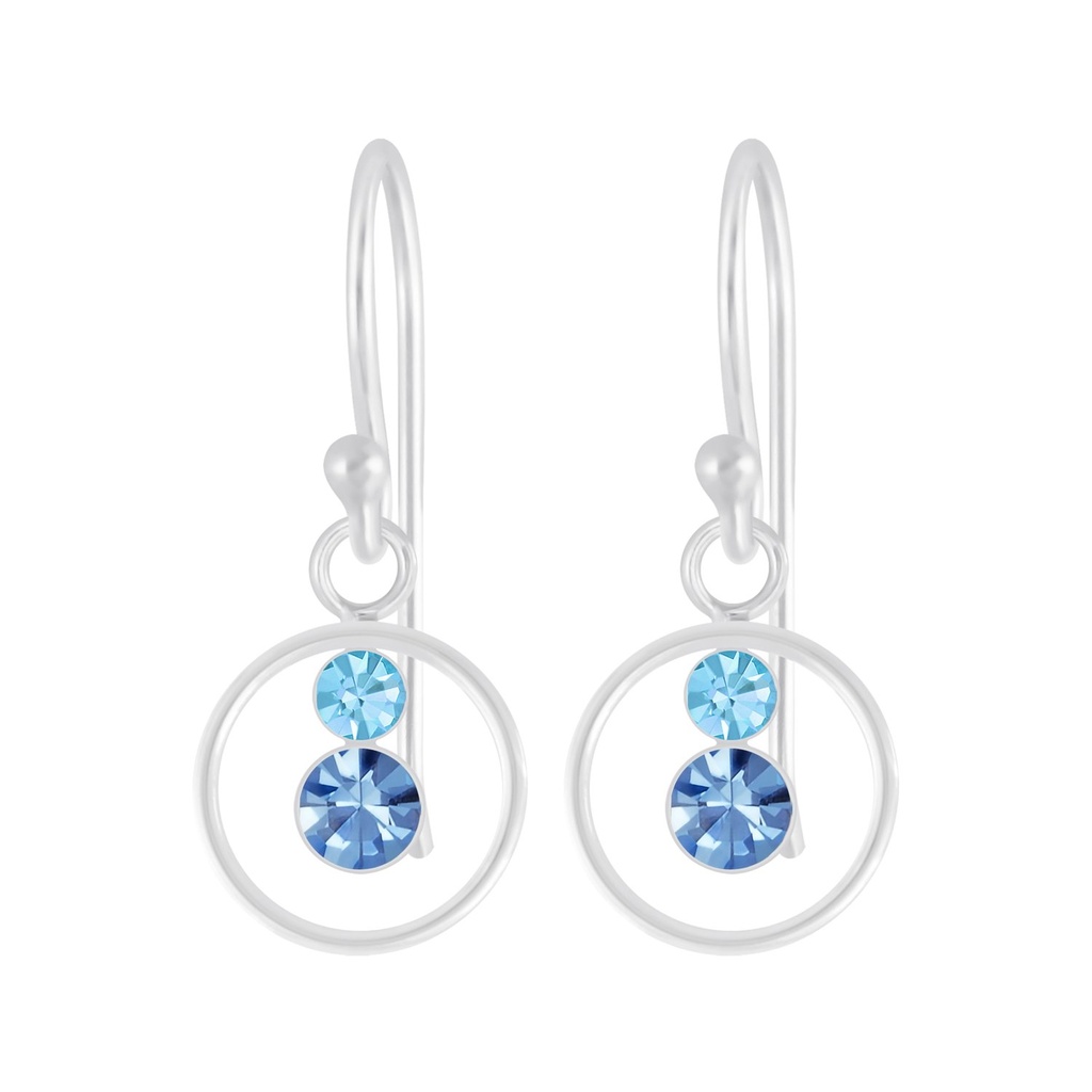 Boucles d'oreilles cercle en argent cristal