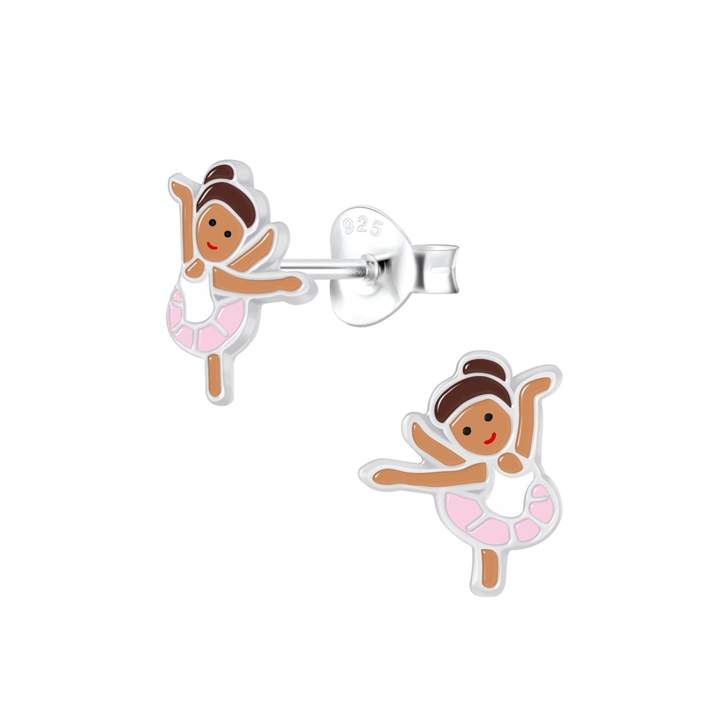 [10009448] Silver Ballerina Stud Earrings