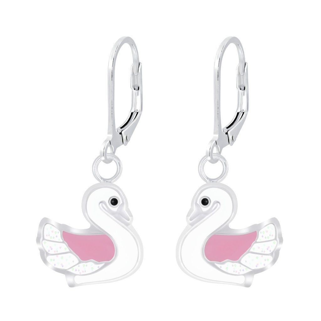 Silver Swan Lever Back Earrings