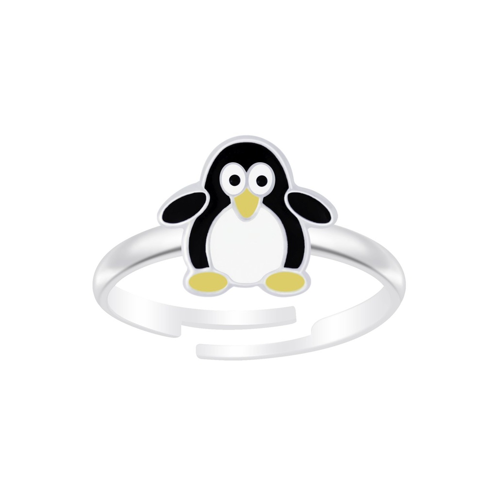 Bague réglable pingouin en argent