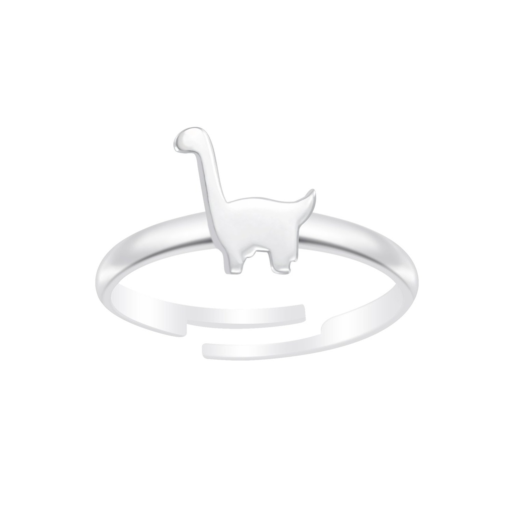 Silver Brachiosaurus Dinosaur Adjustable Ring