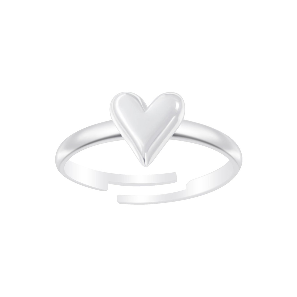 Bague réglable cœur en argent