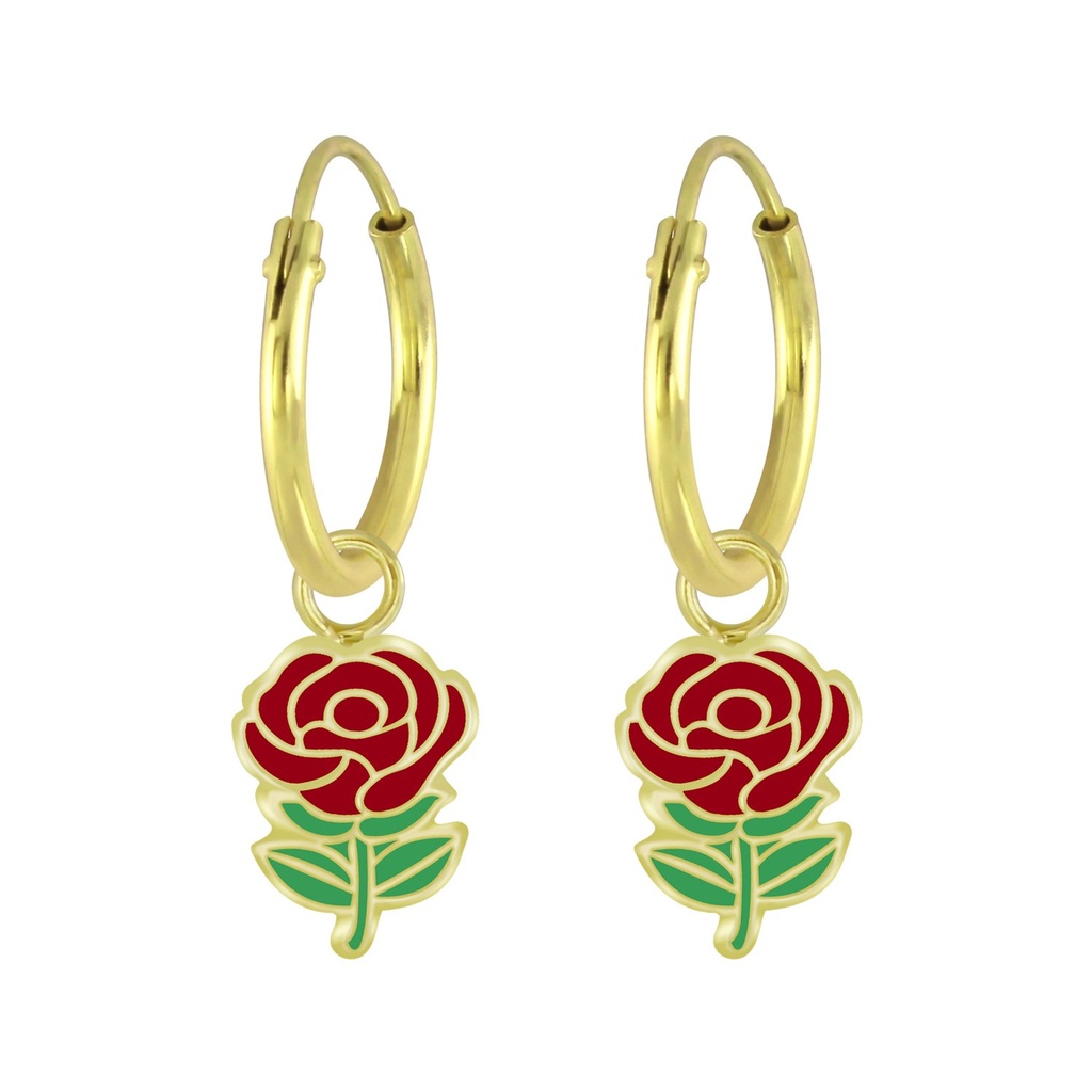 Créoles breloque rose en argent