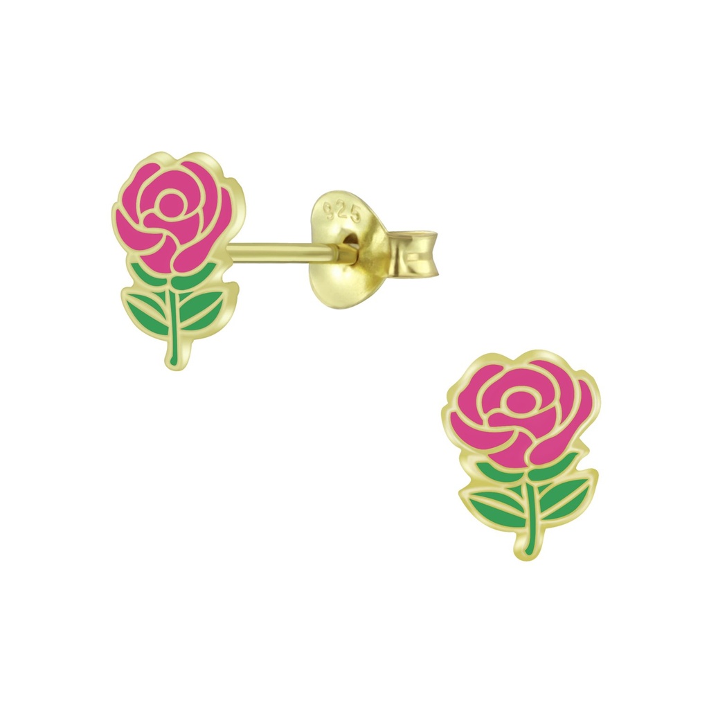 Puces d'oreilles rose en argent