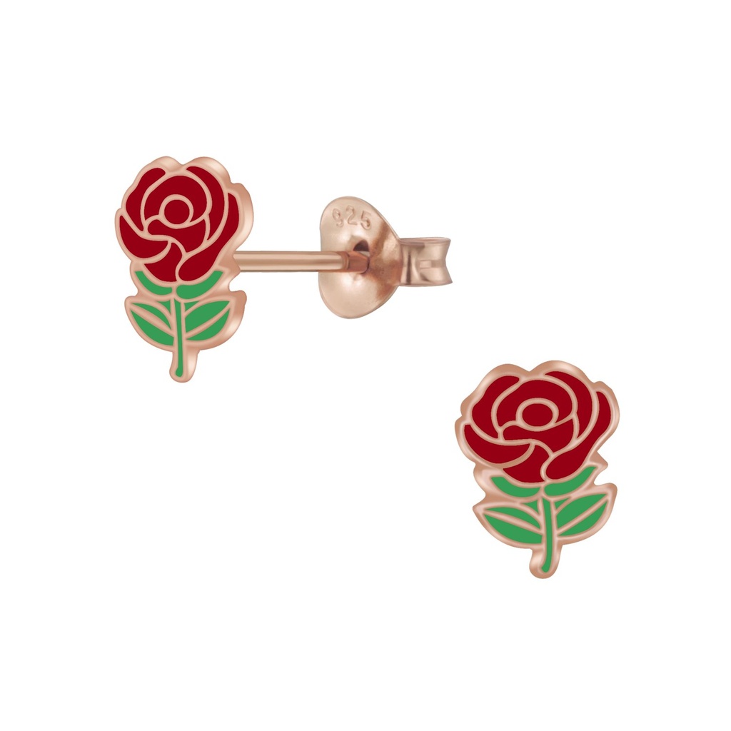 Puces d'oreilles rose en argent
