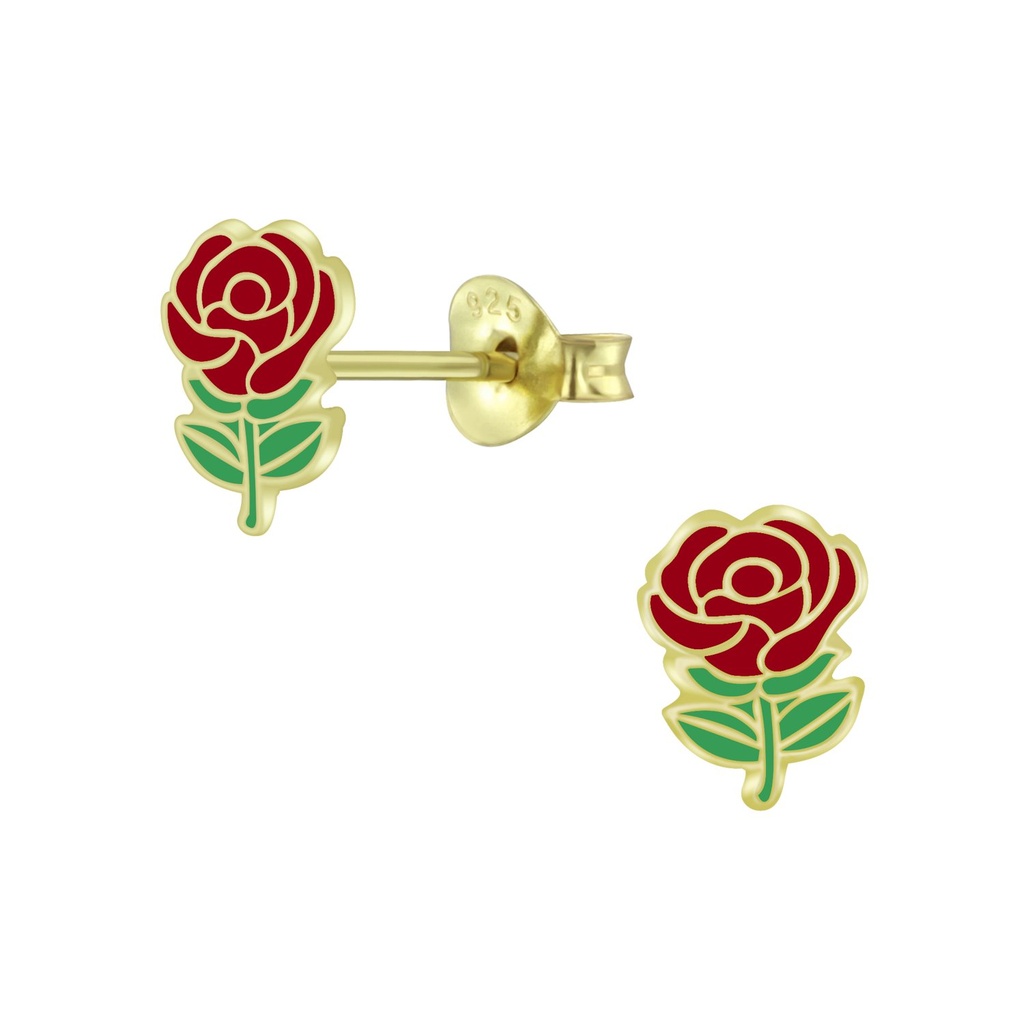 Puces d'oreilles rose en argent
