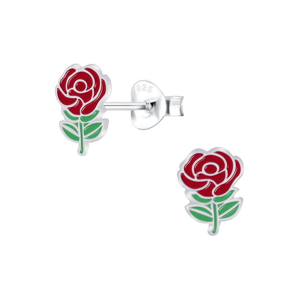 Puces d'oreilles rose en argent