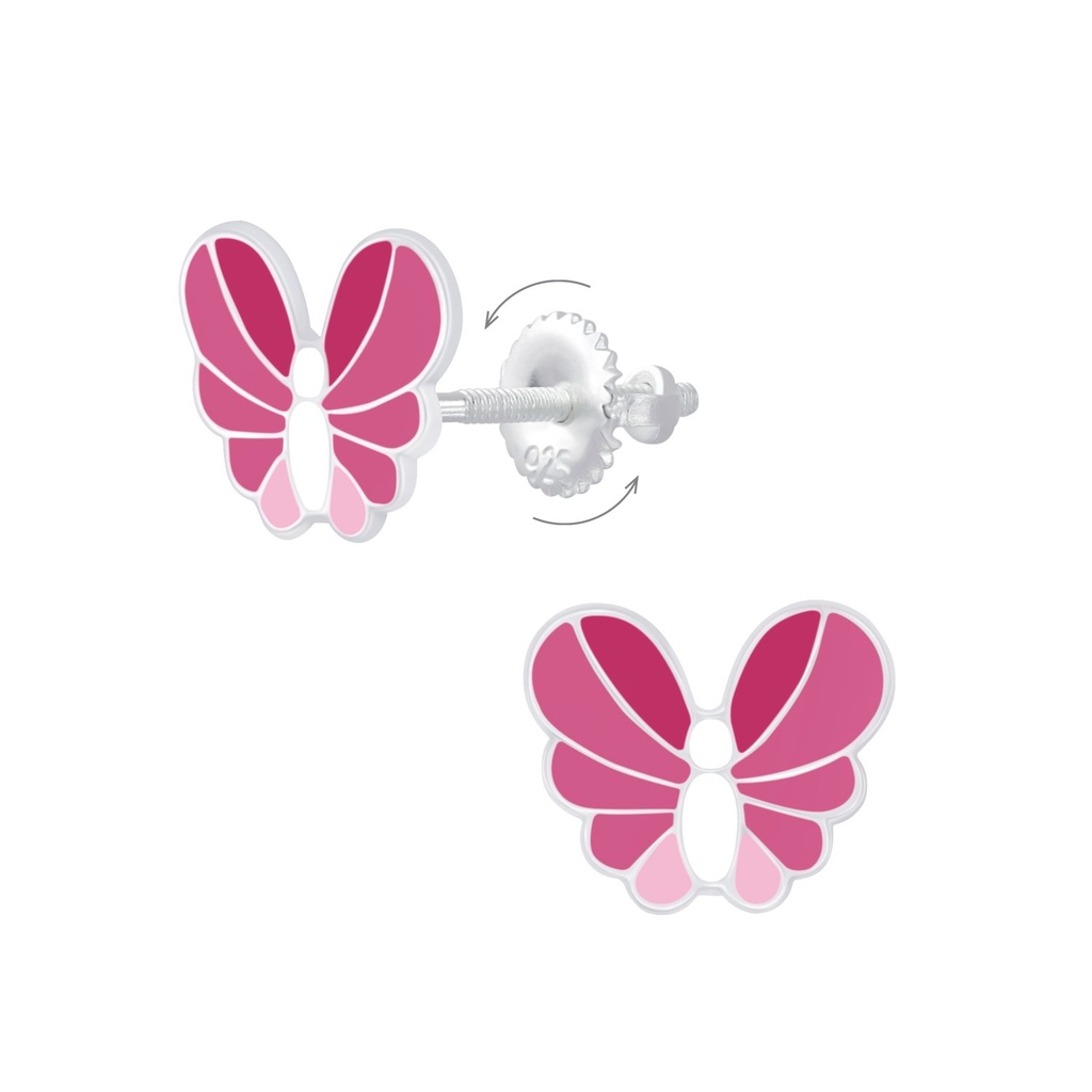 [10009300] Silver Butterfly Screw Back Earrings