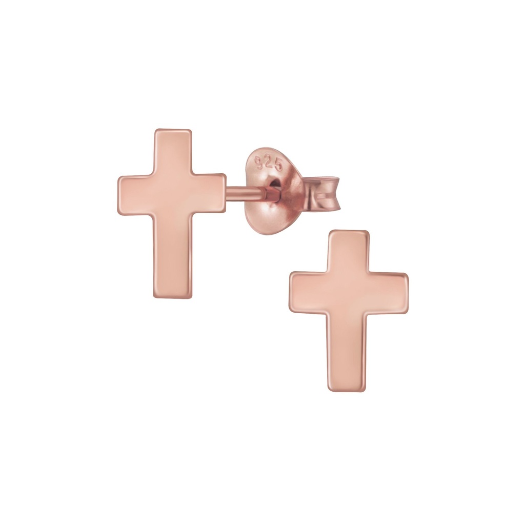 Puces d'oreilles croix en argent