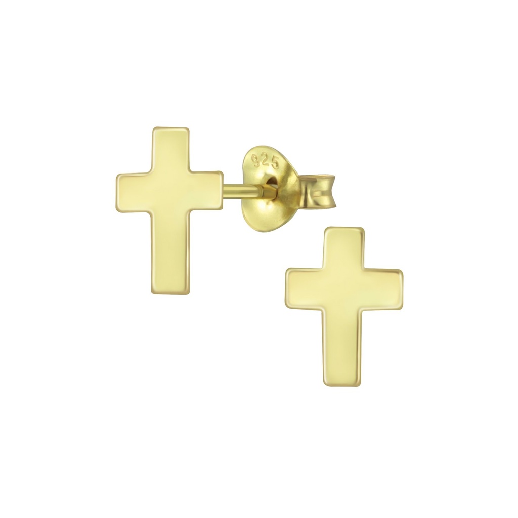 Puces d'oreilles croix en argent