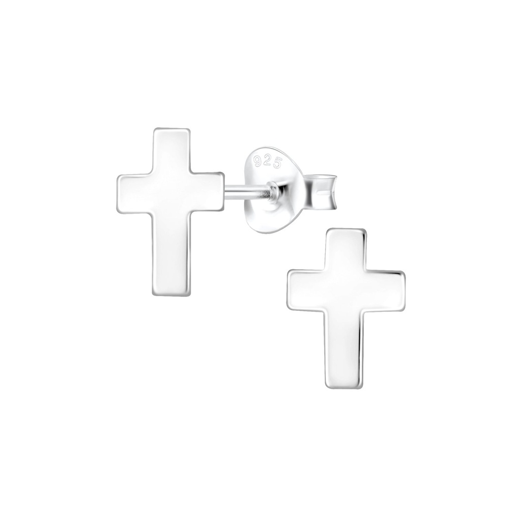 Puces d'oreilles croix en argent